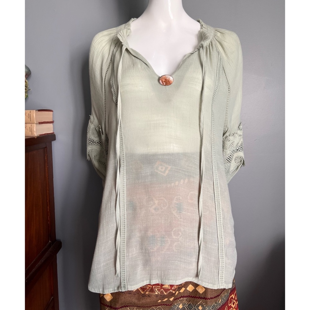 Lida Kate : green peasant blouse